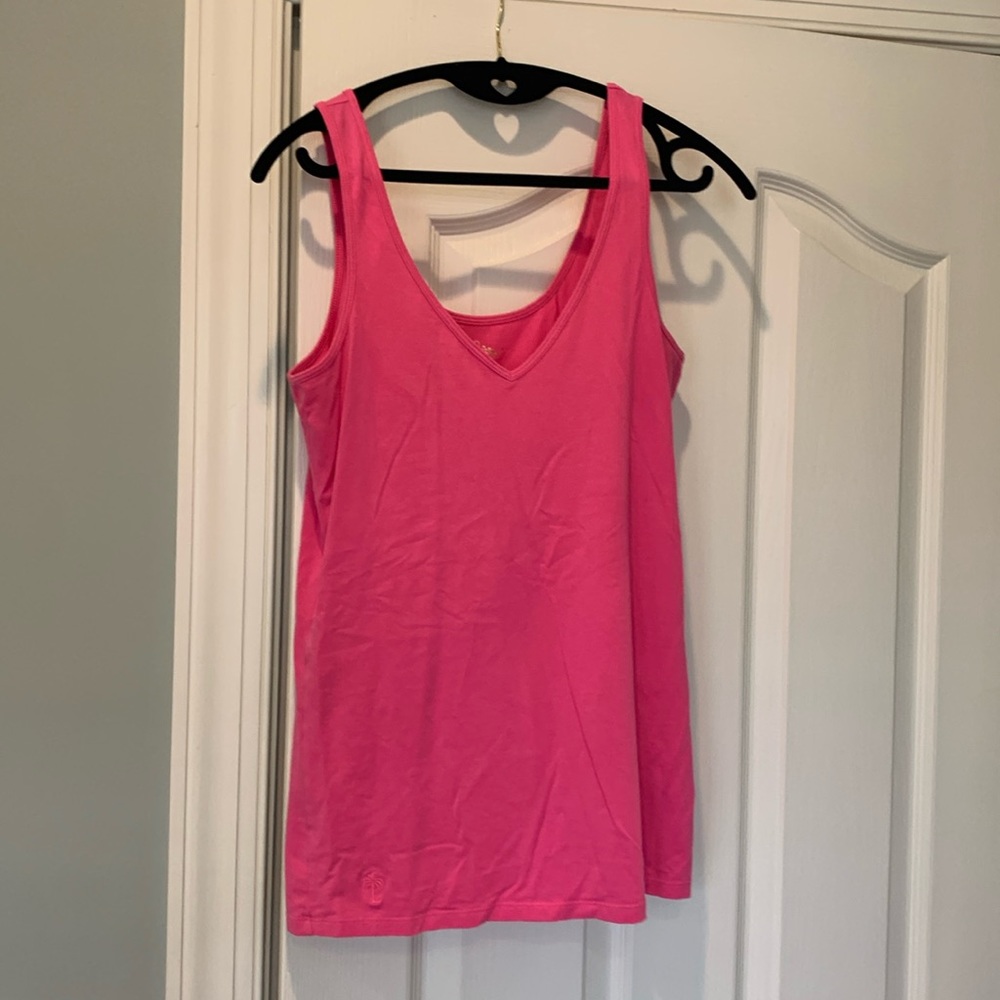 Lilly Pulitzer hot pink stretch tank top size large.